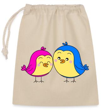Paires d’oiseaux - Sac cadeau en coton avec cordon (25 x 30 cm) - nature - Devant