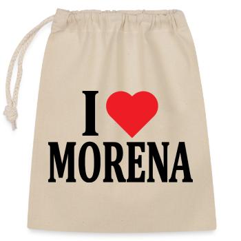 nom du t-shirt J’adore Morena idée cadeau t-shirt - Sac cadeau en coton avec cordon (25 x 30 cm) - nature - Devant