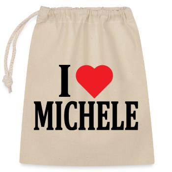 t-shirt j’aime Michele t-shirt idée cadeau - Sac cadeau en coton avec cordon (25 x 30 cm) - nature - Devant