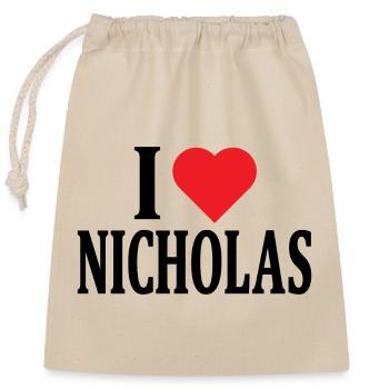 t-shirt I love Nicholas t-shirt gift idea - Closable cotton gift bag (25x30cm) - nature - Front