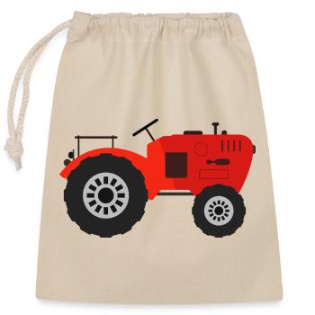 Traktor - Verschließbarer Geschenkbeutel aus Baumwolle (25x30cm) - Natur - Vorne
