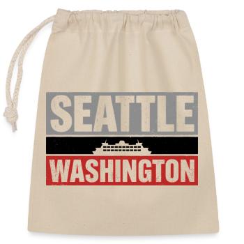 Souvenir de voyage vintage du ferry Washington à Seattle - Sac cadeau en coton avec cordon (25 x 30 cm) - nature - Devant