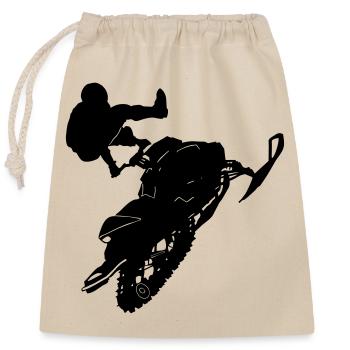 Snowmobile cleasanna tiománaí - Closable cotton gift bag (25x30cm) - nature - Front