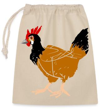 Poule - Sac cadeau en coton avec cordon (25 x 30 cm) - nature - Devant