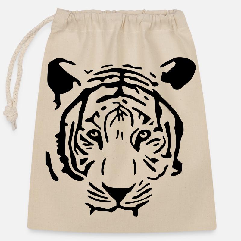 White Tiger - Closable cotton gift bag (25x30cm) - nature