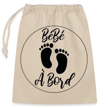 Bébé à bord grossesse - Sac cadeau en coton avec cordon (25 x 30 cm) - nature - Devant