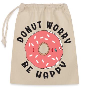 Donut Sorge Sei glücklich - Verschließbarer Geschenkbeutel aus Baumwolle (25x30cm) - Natur - Vorne
