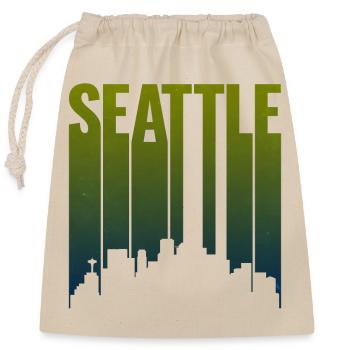 Seattle Skyline Green Gradient - Closable cotton gift bag (25x30cm) - nature - Front