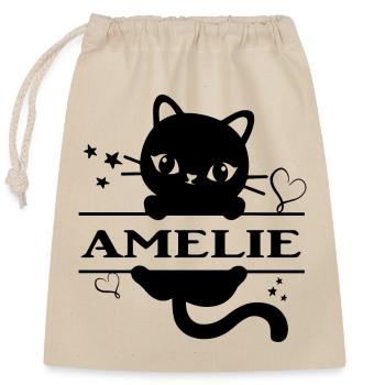 cat Katze t-shirt Amelie t-shirt gift idea - Closable cotton gift bag (25x30cm) - nature - Front
