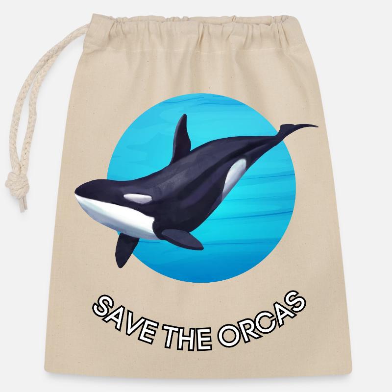 Orca Protection - Save the Orcas - Closable cotton gift bag (25x30cm) - nature