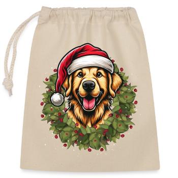 Golden Retriever at Christmas 🎄 - Closable cotton gift bag (25x30cm) - nature - Front