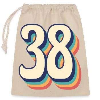 Vintage Retro T-Shirt Nummer 38 Achtunddreißig - Verschließbarer Geschenkbeutel aus Baumwolle (25x30cm) - Natur - Vorne