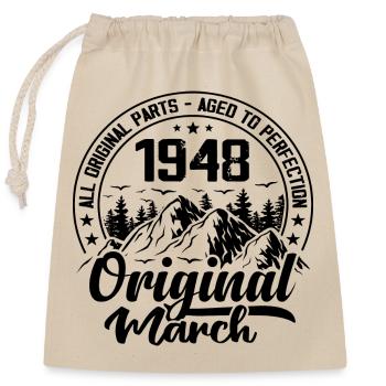 1948 March Original: 76 Years Anniversary Gift - Closable cotton gift bag (25x30cm) - nature - Front