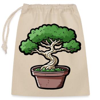 Comic Bonsai Baum - Verschließbarer Geschenkbeutel aus Baumwolle (25x30cm) - Natur - Vorne