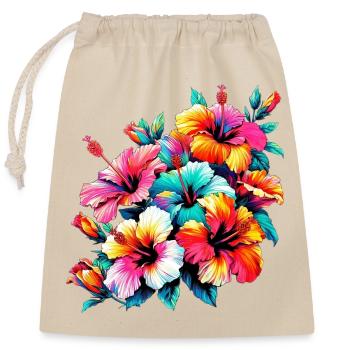 Hibiscus Flowers - Closable cotton gift bag (25x30cm) - nature - Front