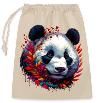 Panda - Verschließbarer Geschenkbeutel aus Baumwolle (25x30cm) - Natur - Vorne