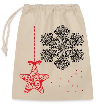Ornamento di Natale - Sacchetto regalo richiudibile in cotone (25x30 cm) - natura - Fronte