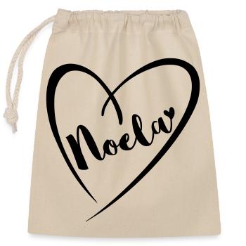 Noela nom de famille prénom dans le cadre du coeur - Sac cadeau en coton avec cordon (25 x 30 cm) - nature - Devant