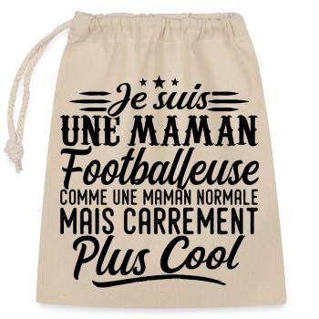 Fußballer-Mama: normal, aber knallharter - Verschließbarer Geschenkbeutel aus Baumwolle (25x30cm) - Natur - Vorne