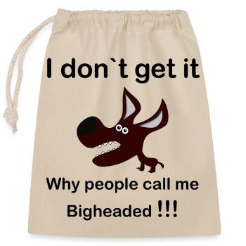 Maroon Cartoon Dog with Fangs - Closable cotton gift bag (25x30cm) - nature - Front