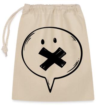 Speech Bubble Mute - Closable cotton gift bag (25x30cm) - nature - Front