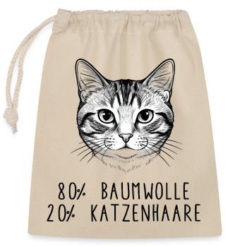 Witziges Katzenhaar Baumwolle Spruch Design - Verschließbarer Geschenkbeutel aus Baumwolle (25x30cm) - Natur - Vorne