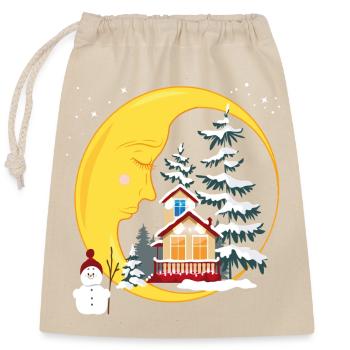 Mond im Winterwald - Verschließbarer Geschenkbeutel aus Baumwolle (25x30cm) - Natur - Vorne