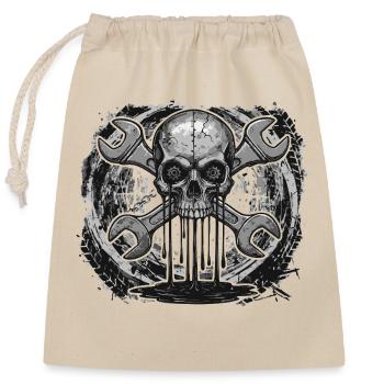 Crâne de Mécanicien – Atelier industriel - Sac cadeau en coton avec cordon (25 x 30 cm) - nature - Devant