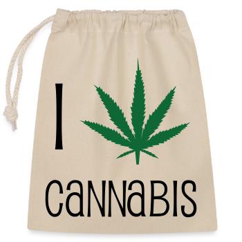 J'aime le cannabis - Sac cadeau en coton avec cordon (25 x 30 cm) - nature - Devant