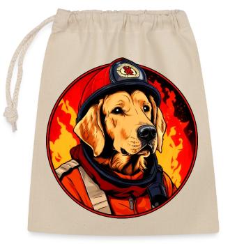 Chiens de pompiers - Sac cadeau en coton avec cordon (25 x 30 cm) - nature - Devant