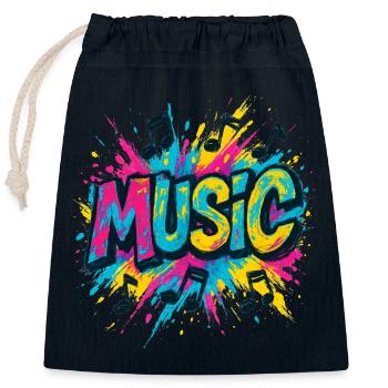 Bunte Musik Popmusik Noten - Verschließbarer Geschenkbeutel aus Baumwolle (25x30cm) - Navy - Vorne