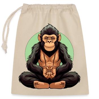 Affen Yoga / Yogi Affe - Verschließbarer Geschenkbeutel aus Baumwolle (25x30cm) - Natur - Vorne