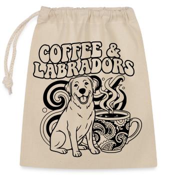Coffee Labradors Hund Outline - Verschließbarer Geschenkbeutel aus Baumwolle (25x30cm) - Natur - Vorne