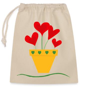 Pot d’amour - Sac cadeau en coton avec cordon (25 x 30 cm) - nature - Devant