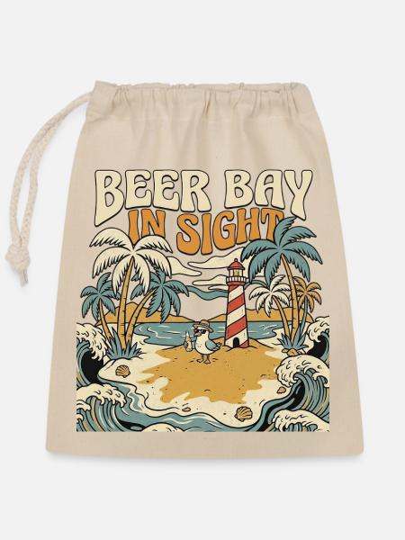 Beer Bay In Sight - Verschließbarer Geschenkbeutel aus Baumwolle (25x30cm) - Natur