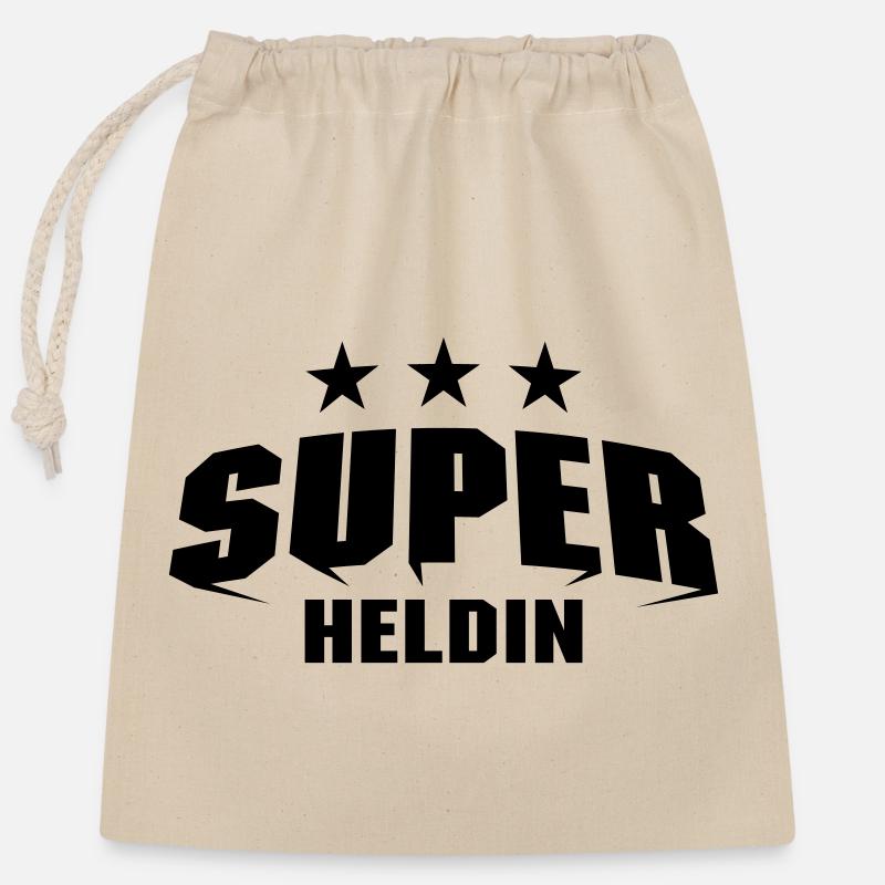 Super Heldin - Verschließbarer Geschenkbeutel aus Baumwolle (25x30cm) - Natur