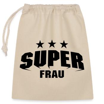 Super Frau - Verschließbarer Geschenkbeutel aus Baumwolle (25x30cm) - Natur - Vorne