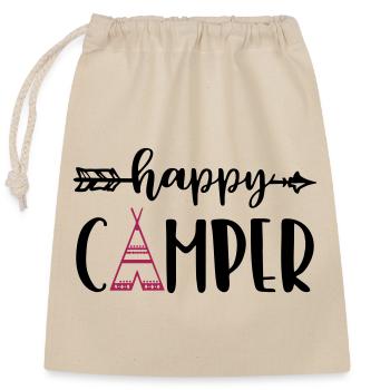 happy camper - Verschließbarer Geschenkbeutel aus Baumwolle (25x30cm) - Natur - Vorne