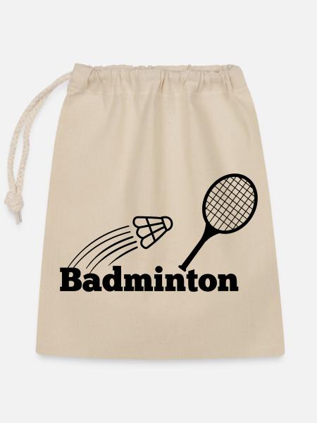 Badmintontext mit Shuttle und Schläger - Verschließbarer Geschenkbeutel aus Baumwolle (25x30cm) - Natur