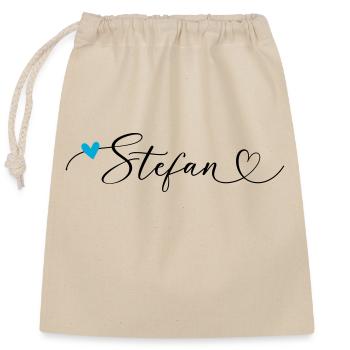 Stefan Nom Prénom Calligraphie Coeur - Sac cadeau en coton avec cordon (25 x 30 cm) - nature - Devant