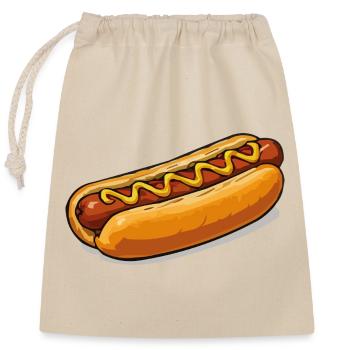 Cheerful Hot Dog Comic - Closable cotton gift bag (25x30cm) - nature - Front