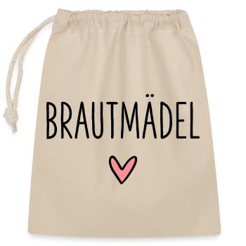 Bride Girl Heart Bride Party Bridal Shower - Closable cotton gift bag (25x30cm) - nature - Front