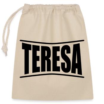 T-Shirt Teresa T-Shirt Geschenkidee - Verschließbarer Geschenkbeutel aus Baumwolle (25x30cm) - Natur - Vorne