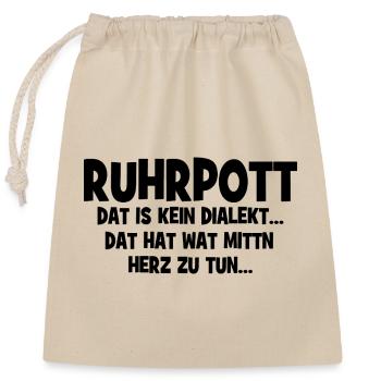 Ruhrpott - Dat hat wat mittn Herz zu tun - Verschließbarer Geschenkbeutel aus Baumwolle (25x30cm) - Natur - Vorne