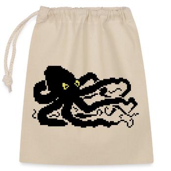 8bit pixel octopus - Closable cotton gift bag (25x30cm) - nature - Front