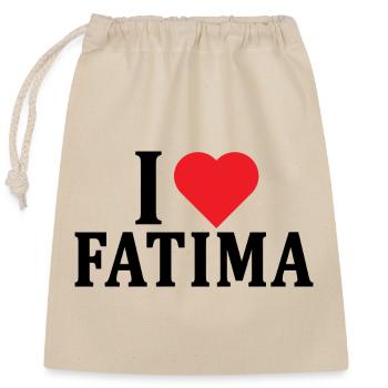 T-Shirt Ich liebe Fatima T-Shirt Geschenkidee - Verschließbarer Geschenkbeutel aus Baumwolle (25x30cm) - Natur - Vorne