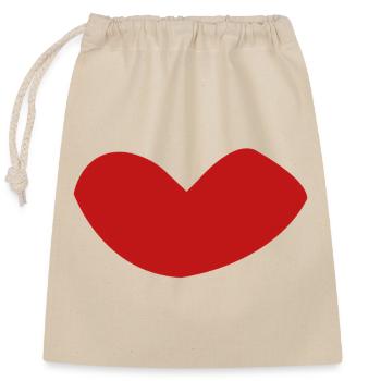 Minimalist ♡ Red Heart - Closable cotton gift bag (25x30cm) - nature - Front