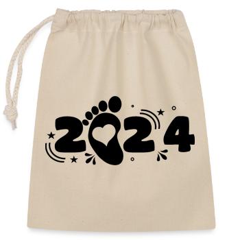 Papa 2024 Baby Shower Geschenk - Verschließbarer Geschenkbeutel aus Baumwolle (25x30cm) - Natur - Vorne