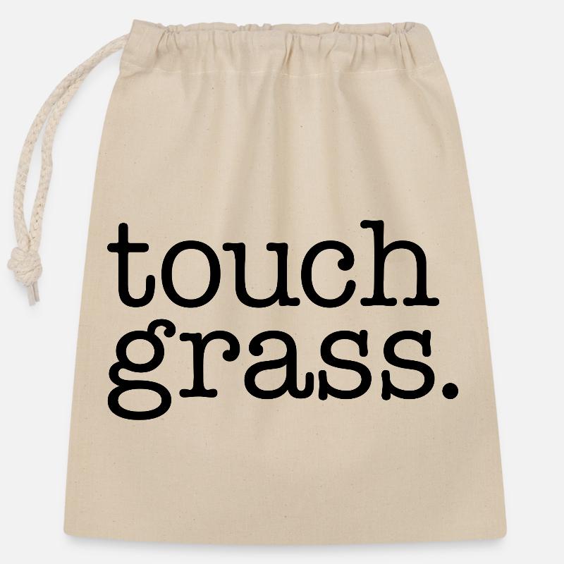 Touch grass - Closable cotton gift bag (25x30cm) - nature