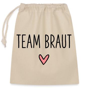 Team Bride Heart Bride Party Bridal Shower - Closable cotton gift bag (25x30cm) - nature - Front